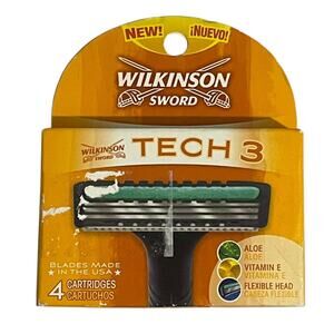 Wilkinson Sword‎ Tech 3 Razor Cartridges Aloe Vitamin E 4 Pack New Sealed USA
